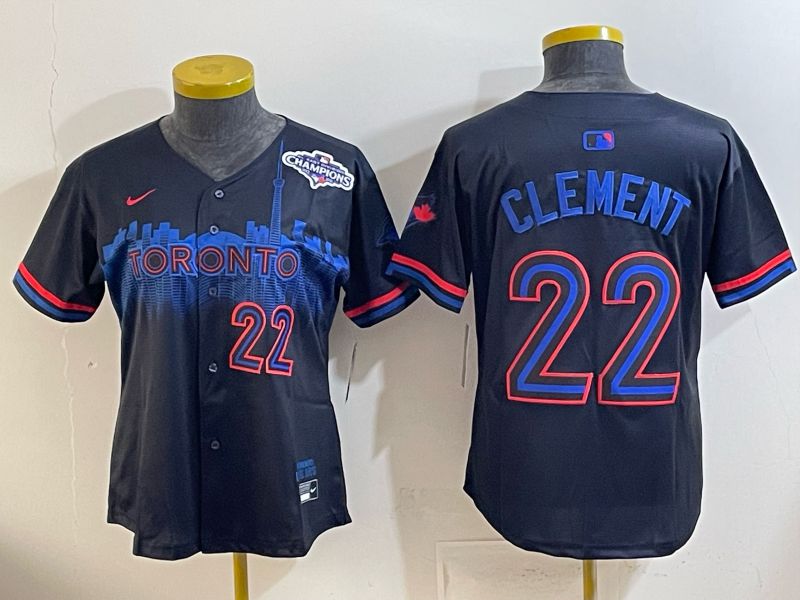 Women 2025 Nike Toronto Blue Jays #22 Clement black Game MLB Jersey 07->women mlb jersey->Women Jersey